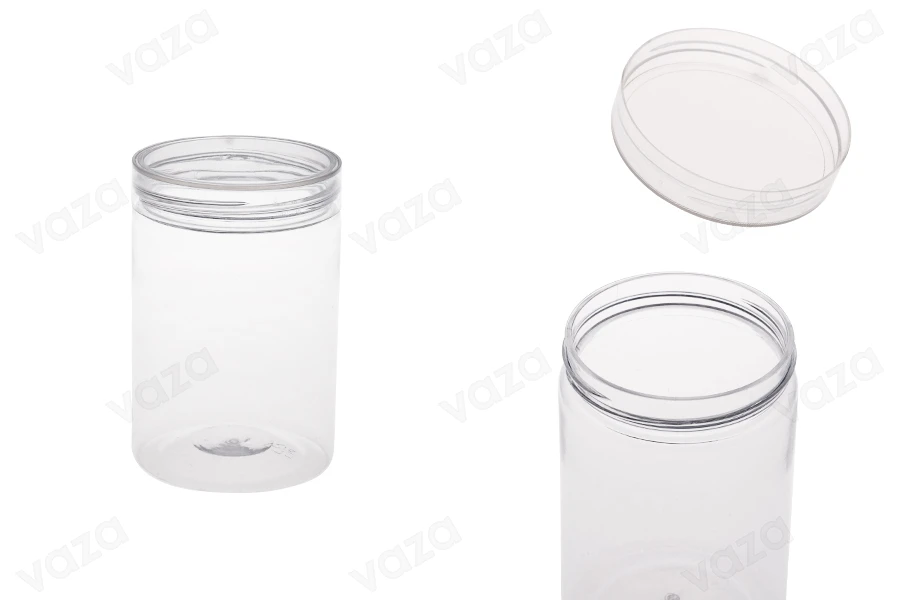 Transparente Pet Dose 250ml  65x100 mm mit Deckel- 12 Stücke-εικόνα_προϊοντική
