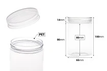 Βαζάκι 250 ml πλαστικό (PET) 65x100 mm διάφανο με καπάκι - 12 τμχ