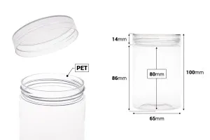 Transparent 250ml PET jar with cap in size 65x100 mm -available in a package with 12 pcs-2
