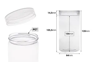 Petit pot de 320ml en plastique (PET) 65 x 120 mm transparent avec couvercle - 12 pcs-2