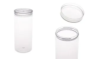 Petit pot de 410ml en plastique (PET) 65 x 150 mm transparent avec couvercle - 6 pcs-1