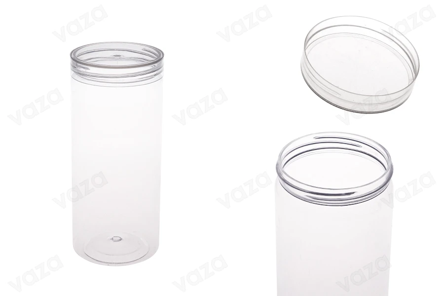Transparente Pet Dose 410ml 65x150 mm mit Deckel - 6 Stücke Transparente Pet Dose 410ml 65x150 mm mit Deckel - 6 Stücke-produktbild