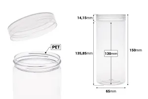 Petit pot de 410ml en plastique (PET) 65 x 150 mm transparent avec couvercle - 6 pcs-2