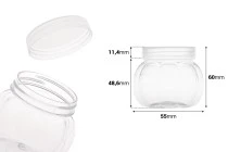 Βαζάκι 150 ml πλαστικό (PET) 55x60 mm διάφανο με καπάκι - 12 τμχ