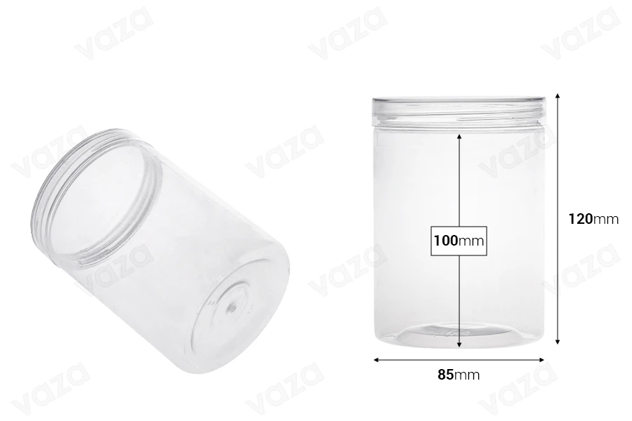 Βαζάκι 500 ml πλαστικό (PET) 85x120 mm διάφανο με καπάκι - 6 τμχ Βαζάκι 500 ml πλαστικό (PET) 85x120 mm διάφανο με καπάκι - 6 τμχ-εικόνα_διαστάσεις