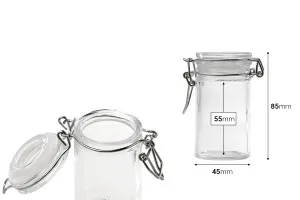 60ml round glass jar with airtight lid in size 85x45 mm (lid with transparent rubber seal and stainless wire)-2