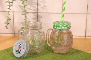 Barattolo di vetro da 450 ml a forma di palla 126 x 94 mm con coperchio e cannuccia-5
