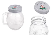 Glass Jar 450 ml football shaped 126x94 mm with silver cap Glass Jar 450 ml football shaped 126x94 mm with silver cap