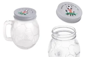 Barattolo in vetro a forma di palla 126x94 mm da 450 ml con coperchio argento-1