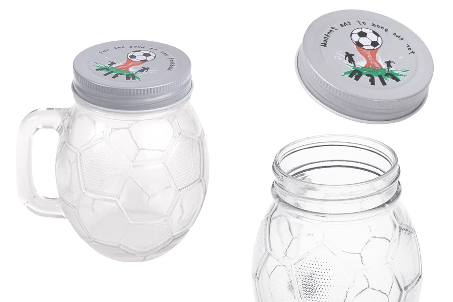 Glass Jar 450 ml football shaped 126x94 mm with silver cap Glass Jar 450 ml football shaped 126x94 mm with silver cap