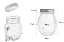 Glass Jar 450 ml football shaped 126x94 mm with silver cap Glass Jar 450 ml football shaped 126x94 mm with silver cap