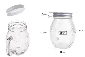 Barattolo in vetro a forma di palla 126x94 mm da 450 ml con coperchio argento-2