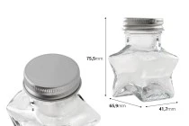 Βαζάκι 60 ml γυάλινο σε σχήμα αστεριού με ασημί καπάκι αλουμινίου