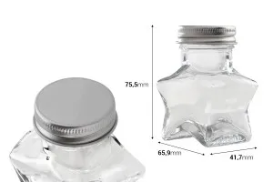 Petit pot en verre de 60ml en forme d'étoile avec couvercle en aluminium argenté-2