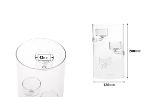 Récipient en verre soufflé décoratif 20 x 12 cm avec trois compartiments pour bougies-2
