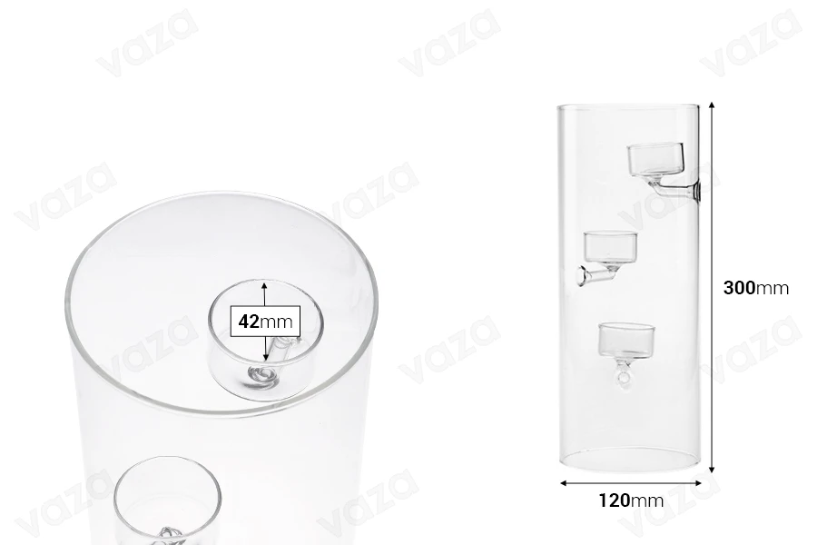 Διακοσμητικό από φυσητό γυαλί 30x12 cm με τρεις θήκες για ρεσώ Διακοσμητικό από φυσητό γυαλί 30x12 cm με τρεις θήκες για ρεσώ-εικόνα_διαστάσεις
