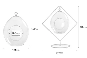 Articolo decorativo appendibile in vetro con base bianca in metallo-2