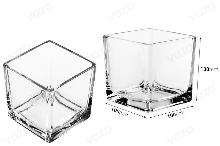 Square tealight glass holder in size 100x100 mm-image_dimensions