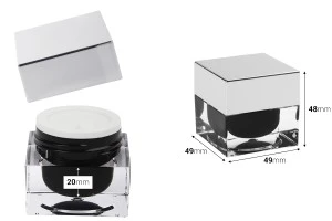 Elegant acrylic jar 15 ml for cream with a plastic liner and a silver cap-2