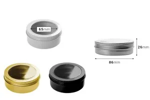 100ml aluminum tin jar with clear top screw lid - available in a package with 12 pcs-2