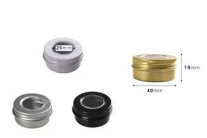 15ml aluminum tin jar with clear top screw lid - available in a package with 15 pcs-2
