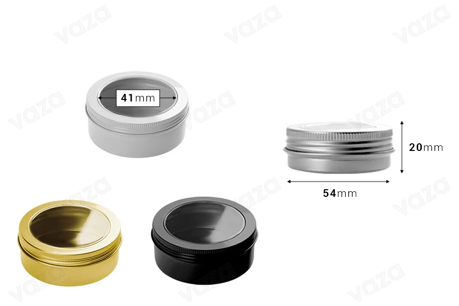 Pot en aluminium de 30ml avec fenêtre sur le couvercle - 12 pcs-photo_dimensions