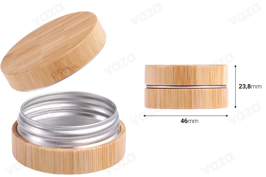15 ml Aluminiumdose mit Bambusbeschichtung und Innendichtung am Deckel-bildabmessungen