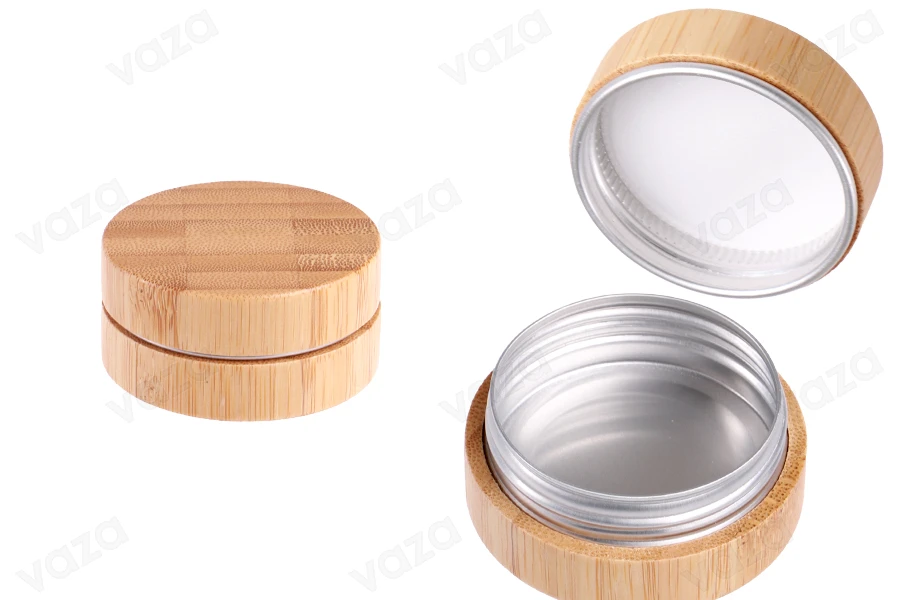 Βαζάκι αλουμινίου 30 ml με επικάλυψη bamboo και εσωτερικό παρέμβυσμα στο καπάκι-εικόνα_προϊοντική