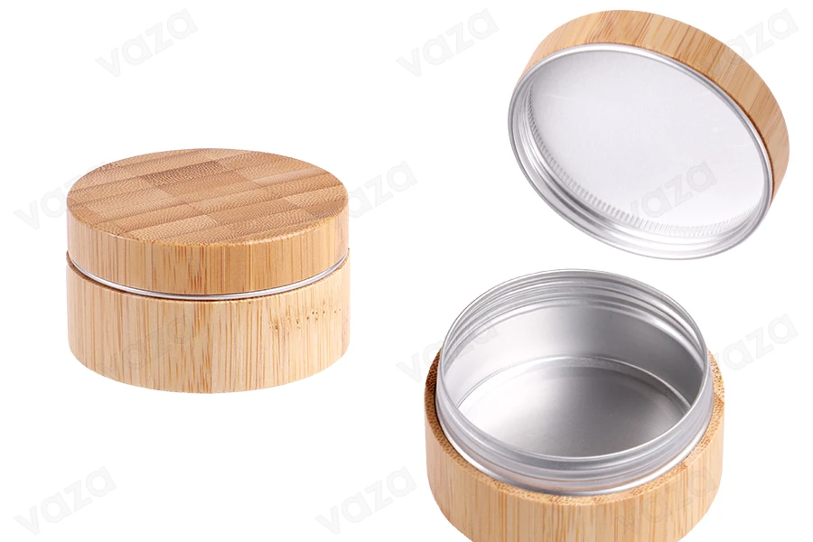 Βαζάκι αλουμινίου 80 ml με επικάλυψη bamboo και εσωτερικό παρέμβυσμα στο καπάκι-εικόνα_προϊοντική