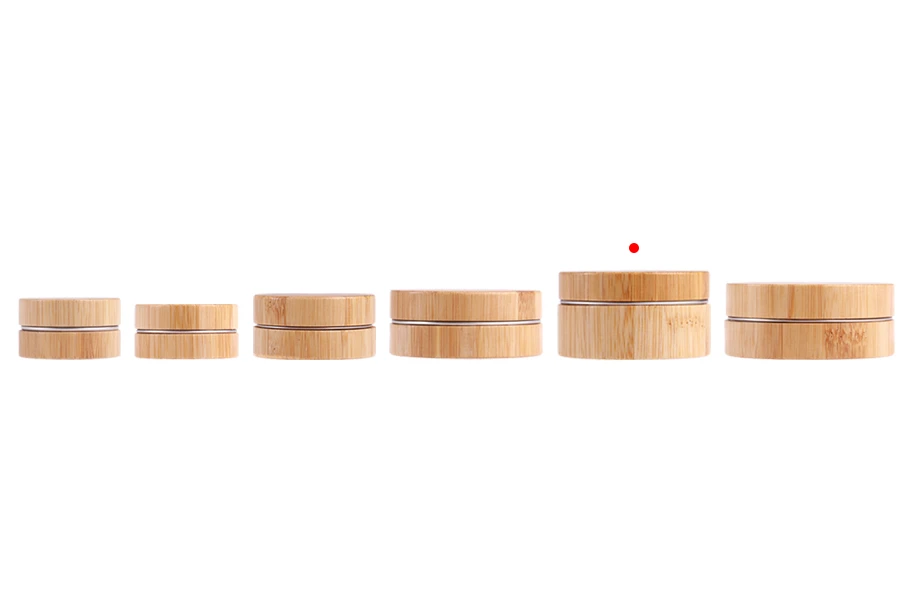 Βαζάκι αλουμινίου 80 ml με επικάλυψη bamboo και εσωτερικό παρέμβυσμα στο καπάκι - 6 τμχ Βαζάκι αλουμινίου 80 ml με επικάλυψη bamboo και εσωτερικό παρέμβυσμα στο καπάκι - 6 τμχ