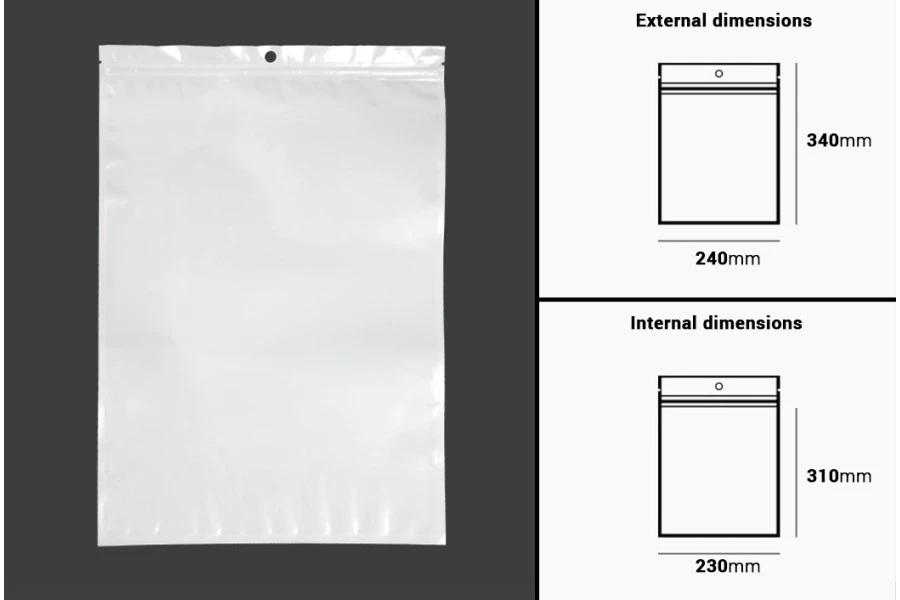 Σακουλάκια πλαστικά με κλείσιμο zip 240x340 mm, λευκή πίσω όψη και διάφανο μπροστά, με τρύπα και δυνατότητα σφράγισης με θερμοκόλληση - 100 τμχ Σακουλάκια πλαστικά με κλείσιμο zip 240x340 mm, λευκή πίσω όψη και διάφανο μπροστά, με τρύπα και δυνατότητα σφράγισης με θερμοκόλληση - 100 τμχ