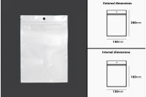 Σακουλάκια πλαστικά με κλείσιμο zip 140x200 mm, λευκή πίσω όψη και διάφανο μπροστά, με τρύπα και δυνατότητα σφράγισης με θερμοκόλληση - 100 τμχ Σακουλάκια πλαστικά με κλείσιμο zip 140x200 mm, λευκή πίσω όψη και διάφανο μπροστά, με τρύπα και δυνατότητα σφράγισης με θερμοκόλληση - 100 τμχ