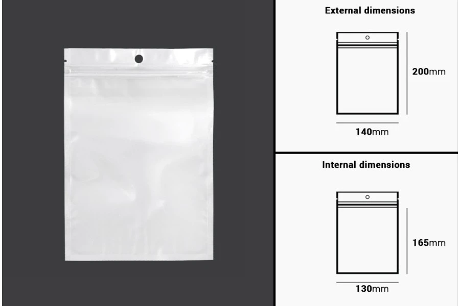Σακουλάκια πλαστικά με κλείσιμο zip 140x200 mm, λευκή πίσω όψη και διάφανο μπροστά, με τρύπα και δυνατότητα σφράγισης με θερμοκόλληση - 100 τμχ Σακουλάκια πλαστικά με κλείσιμο zip 140x200 mm, λευκή πίσω όψη και διάφανο μπροστά, με τρύπα και δυνατότητα σφράγισης με θερμοκόλληση - 100 τμχ