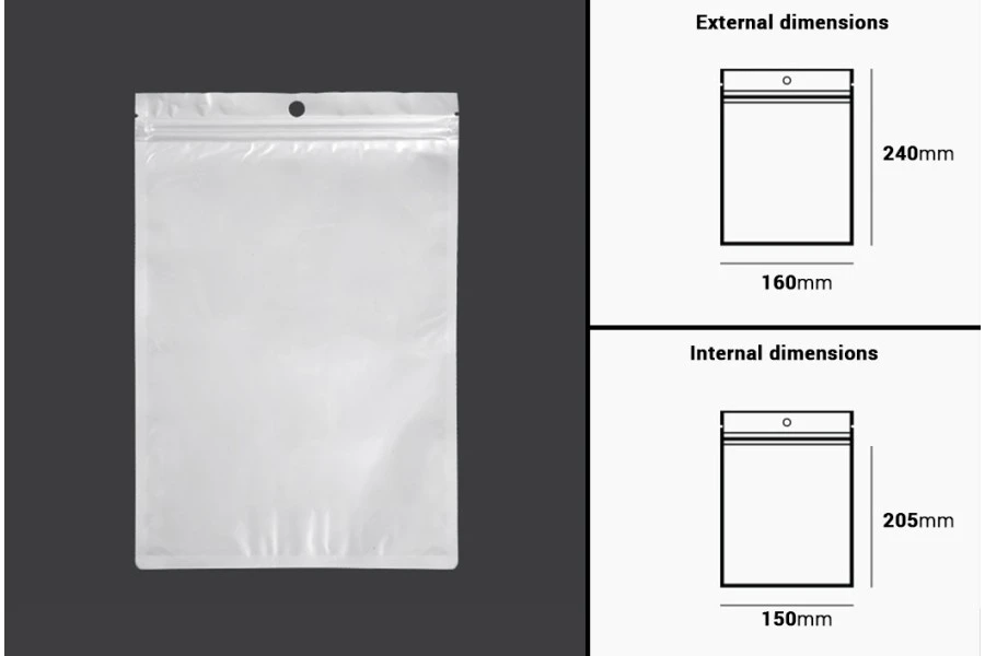 Σακουλάκια πλαστικά με κλείσιμο zip 160x240 mm, λευκή πίσω όψη και διάφανο μπροστά, με τρύπα και δυνατότητα σφράγισης με θερμοκόλληση - 100 τμχ Σακουλάκια πλαστικά με κλείσιμο zip 160x240 mm, λευκή πίσω όψη και διάφανο μπροστά, με τρύπα και δυνατότητα σφράγισης με θερμοκόλληση - 100 τμχ