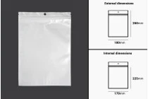 Σακουλάκια πλαστικά με κλείσιμο zip 180x260 mm, λευκή πίσω όψη και διάφανο μπροστά, με τρύπα και δυνατότητα σφράγισης με θερμοκόλληση - 100 τμχ Σακουλάκια πλαστικά με κλείσιμο zip 180x260 mm, λευκή πίσω όψη και διάφανο μπροστά, με τρύπα και δυνατότητα σφράγισης με θερμοκόλληση - 100 τμχ