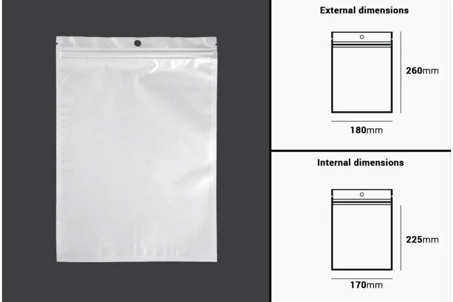 Σακουλάκια πλαστικά με κλείσιμο zip 180x260 mm, λευκή πίσω όψη και διάφανο μπροστά, με τρύπα και δυνατότητα σφράγισης με θερμοκόλληση - 100 τμχ Σακουλάκια πλαστικά με κλείσιμο zip 180x260 mm, λευκή πίσω όψη και διάφανο μπροστά, με τρύπα και δυνατότητα σφράγισης με θερμοκόλληση - 100 τμχ