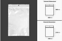 Σακουλάκια πλαστικά με κλείσιμο zip 200x300 mm, λευκή πίσω όψη και διάφανο μπροστά, με τρύπα και δυνατότητα σφράγισης με θερμοκόλληση - 100 τμχ Σακουλάκια πλαστικά με κλείσιμο zip 200x300 mm, λευκή πίσω όψη και διάφανο μπροστά, με τρύπα και δυνατότητα σφράγισης με θερμοκόλληση - 100 τμχ
