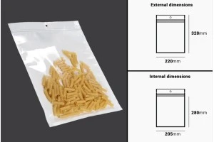 Σακουλάκια πλαστικά με κλείσιμο zip 220x320 mm, λευκή πίσω όψη και διάφανο μπροστά, με τρύπα και δυνατότητα σφράγισης με θερμοκόλληση - 100 τμχ-2