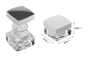 Luxury 15ml square cream jar with sealing disc and plastic double-layer cap.-2