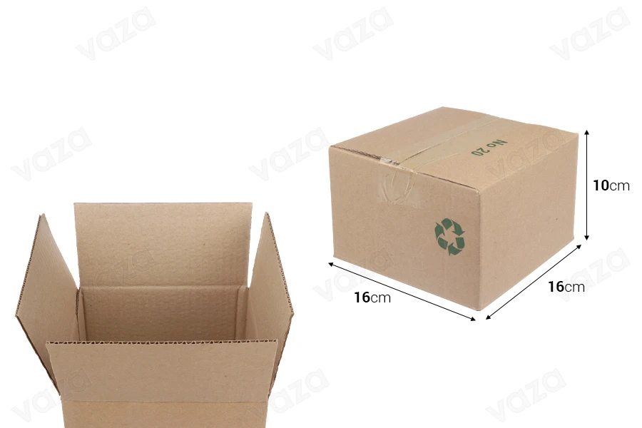 Χαρτοκιβώτιο 16x16x10 cm καφέ 3-φυλλο (Νο 20) - 25 τμχ-εικόνα_διαστάσεις