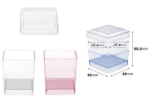 Squared cup 80 ml with cap for sweets - 48 pcs-2