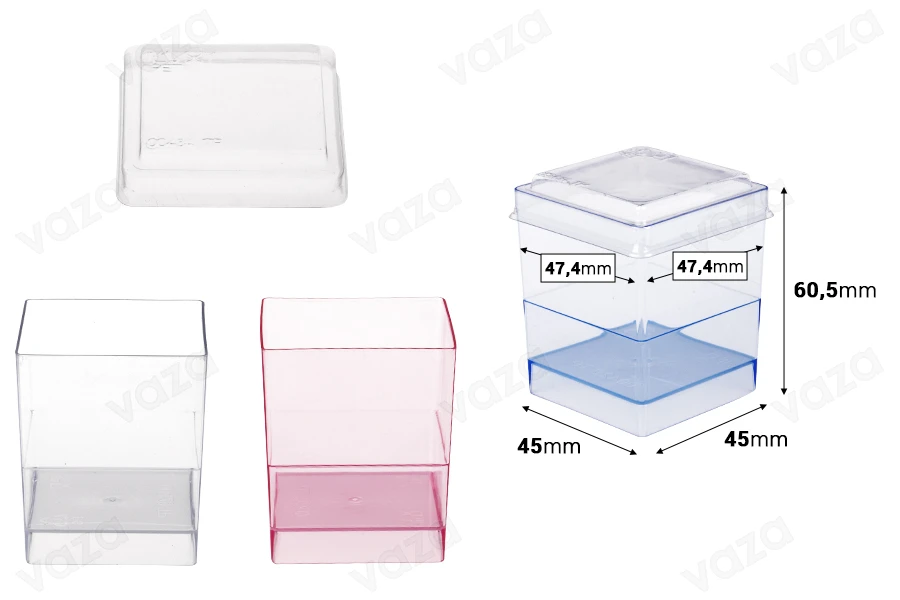 Coppa quadra 80 ml con tappo per dolciumi - 48 pz Coppa quadra 80 ml con tappo per dolciumi - 48 pz-dimensioni_immagine
