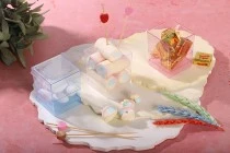 Squared cup 80 ml with cap for sweets - 48 pcs Squared cup 80 ml with cap for sweets - 48 pcs