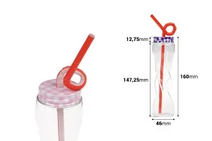 Flasche 100 ml Glas mit Deckel und Strohhalm-2