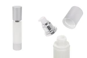 Airless bottle for cream 50 ml with plastic, semi-transparent body, aluminum cap and base in silver color-1