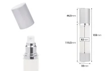 Μπουκάλι airless για κρέμα 50ml με πλαστικό, γαλακτερό σώμα, καπάκι και βάση αλουμινίου σε ασημί χρώμα Μπουκάλι airless για κρέμα 50ml με πλαστικό, γαλακτερό σώμα, καπάκι και βάση αλουμινίου σε ασημί χρώμα