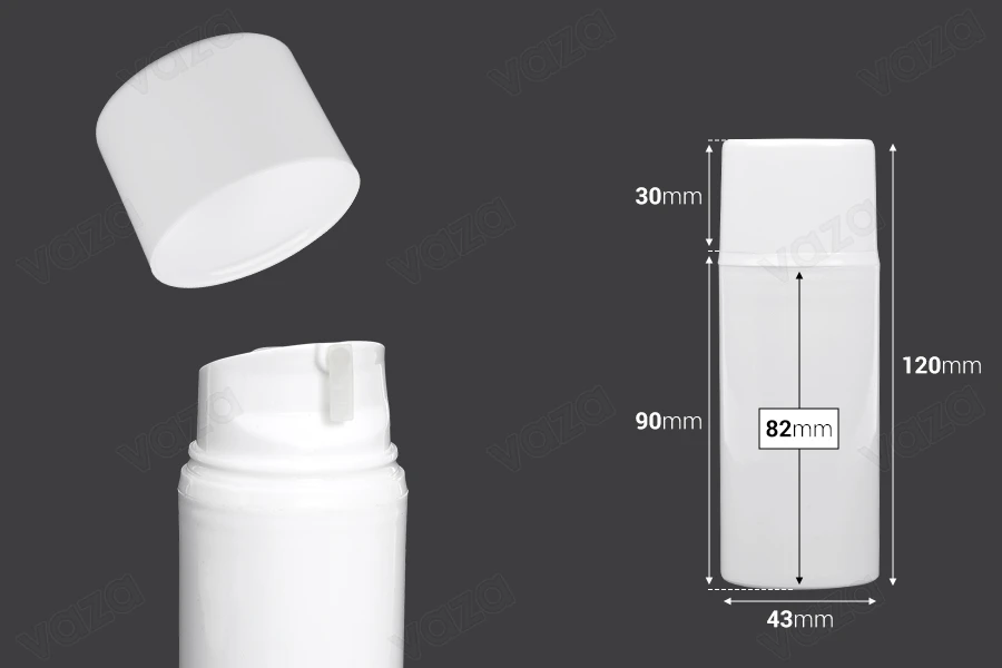 Bottiglia airless in plastica da 80 ml per creme. Bottiglia airless in plastica da 80 ml per creme.-dimensioni_immagine