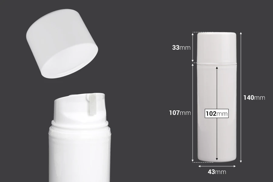 Flacon airless en plastique de 100 ml pour crème
