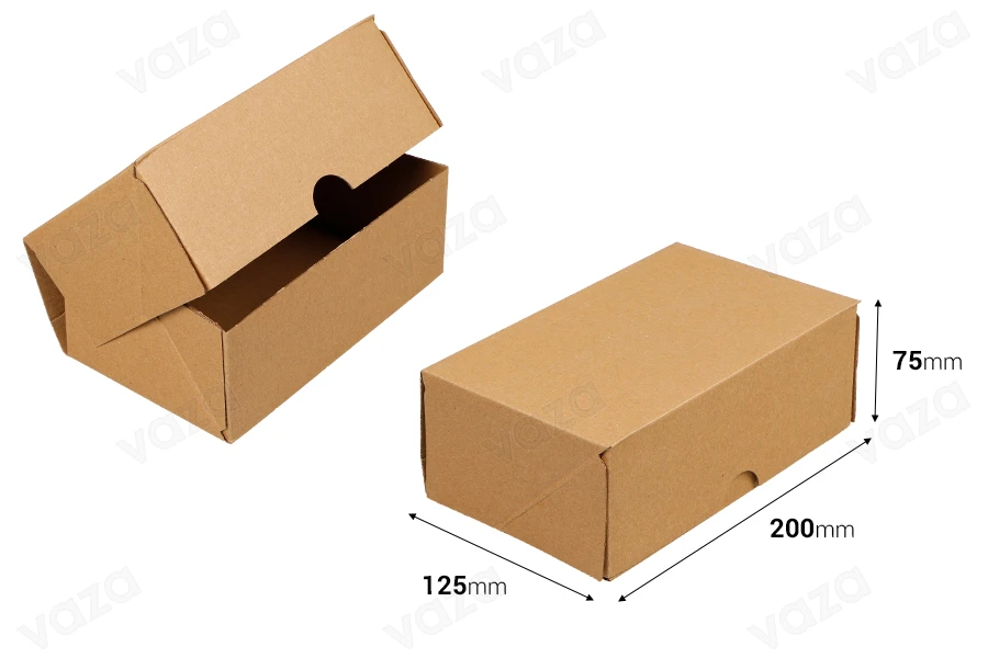 Χάρτινο κουτί 200x125x75 mm 3-φυλλο με αυτόματη συναρμολόγηση (No 40) - 25 τμχ-εικόνα_διαστάσεις