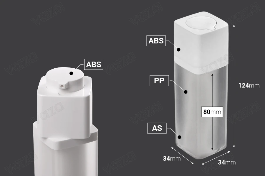 Μπουκαλάκι airless 30 ml ακρυλικό με λευκή αντλία-εικόνα_διαστάσεις